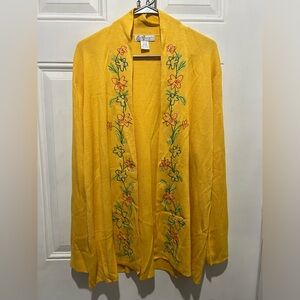 Silk Assets Diane Von Furstenberg Cardigan Yellow Size 1X Embroidered 100% Silk
